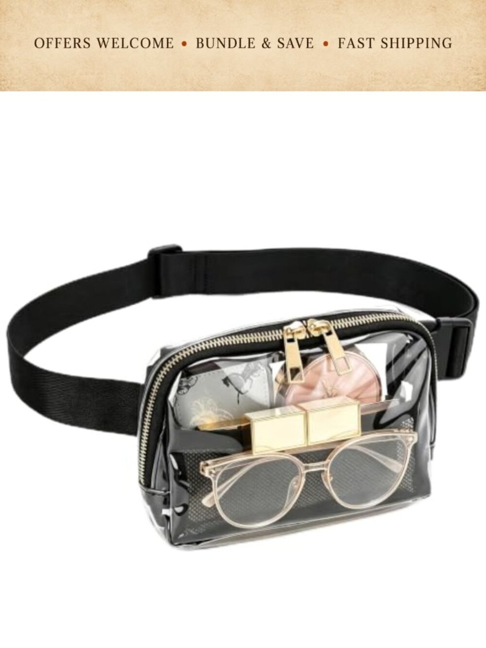 Clear Fanny Pack Stadium Approved Concert Waist Bag Nylon Polyester